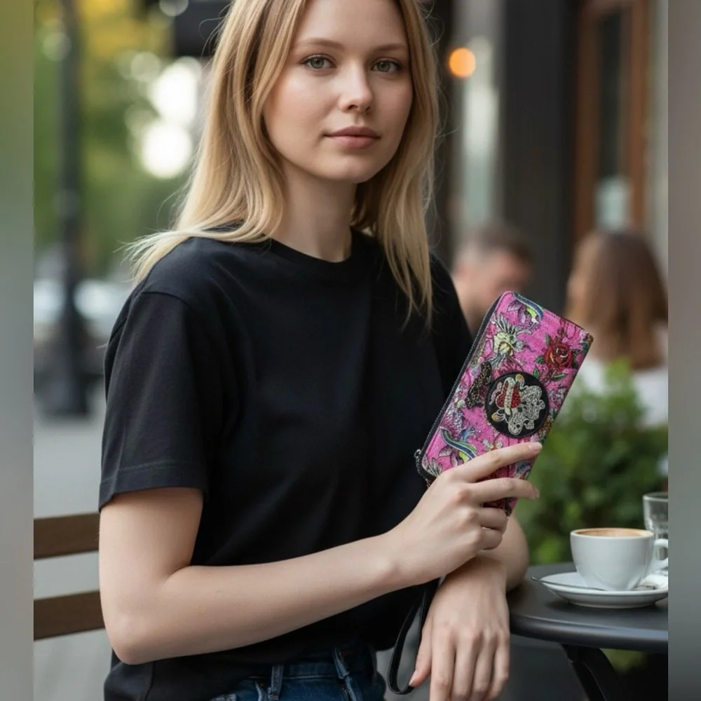 Ed Hardy NWT Love Kills Wallet With Wrist Strap - Picture 5 of 5